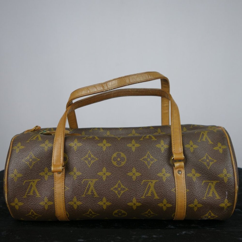 Vintage 1970's Louis Vuitton Monogram Papillon 30 Barrel Shape Handbag, Sz Small - Picture 2 of 16